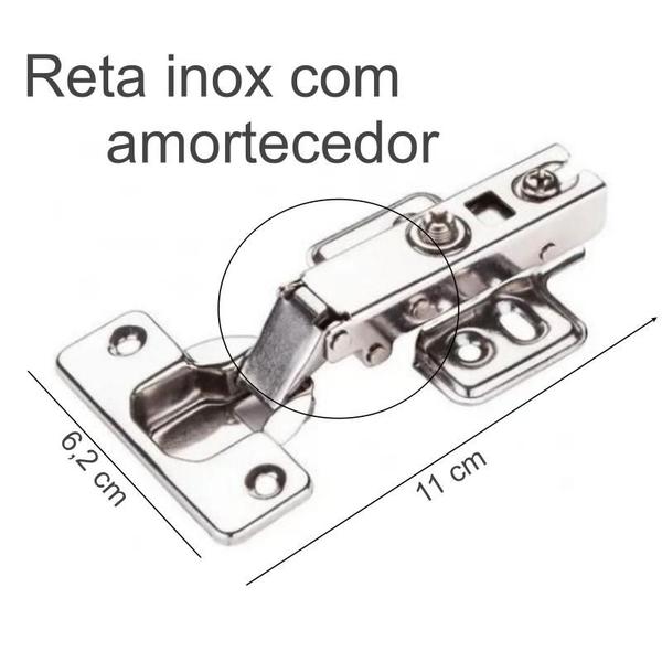 Imagem de Dobradiça Reta Amortecedor Inox Móveis Em Geral 45 Peças