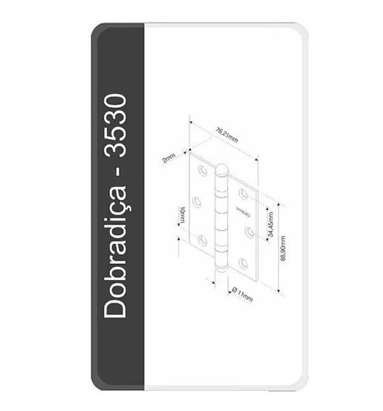 Imagem de Dobradiça Rolamento Aço Escovado Porta Sm 3530 Pado C/ 3 Pçs