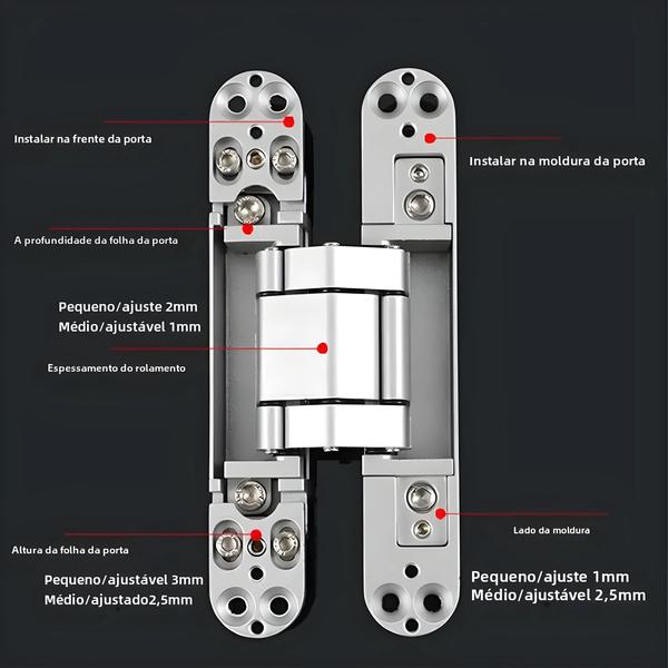 Imagem de Dobradiças de Madeira Invisíveis - Abertura Externa Ajustável (2 Peças)