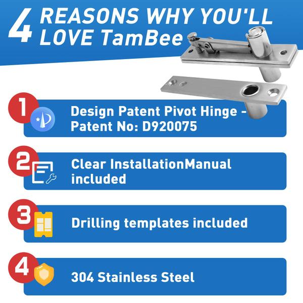 Imagem de Dobradiças pivotantes TamBee Heavy Duty para portas de madeira