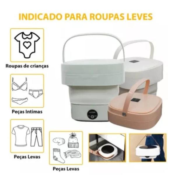 Imagem de Dobrável e Conveniente: Mini Máquina de Lavar Roupas Portátil 6,5 Litros 110v