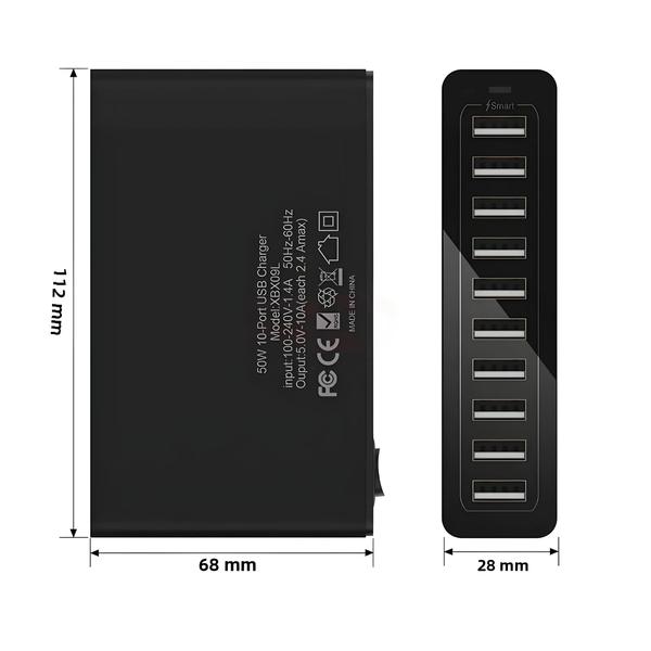 Imagem de Doca De Carregador Usb De 60 W E 10 Portas Para Iphone Ipad Kindle Samsung Xiaomi Estação De