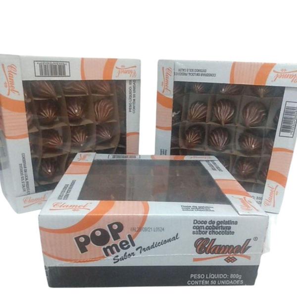 Imagem de Doce Bomboca Maria Mole Coberta Com Chocolate Pop Mel Clamel Caixa 50un - 800g