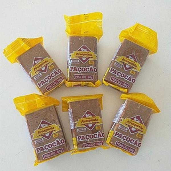 Doce de Amendoim Paçocão 18 unidades de 80g Paçoca sem Glúten Sul de Minas Piranguinho - Barraca Amarela Imagem de Doce de Amendoim Paçocão 18 unidades de 80g Paçoca sem Glúten Sul de Minas Piranguinho