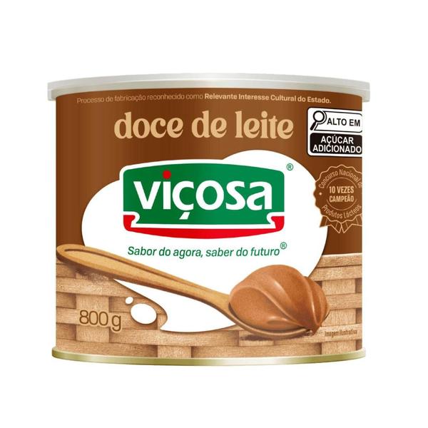 Imagem de Doce De Leite Cremoso Viçosa Tradicional Lata 800g Kit 4 Unidades