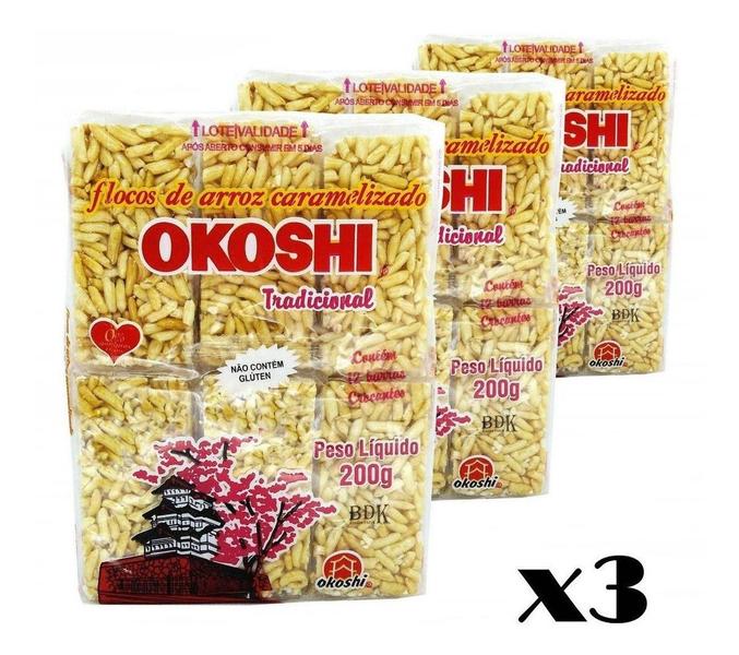 Imagem de Doce Japonês Okoshi Arroz Caramelizado 200g(Kit com 3)