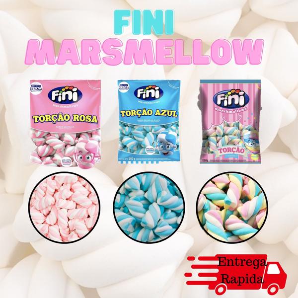 Doce Marshmallow Fini Torção 250g Unidade - CRGFESTAS Imagem de Doce Marshmallow Fini Torção 250g Unidade
