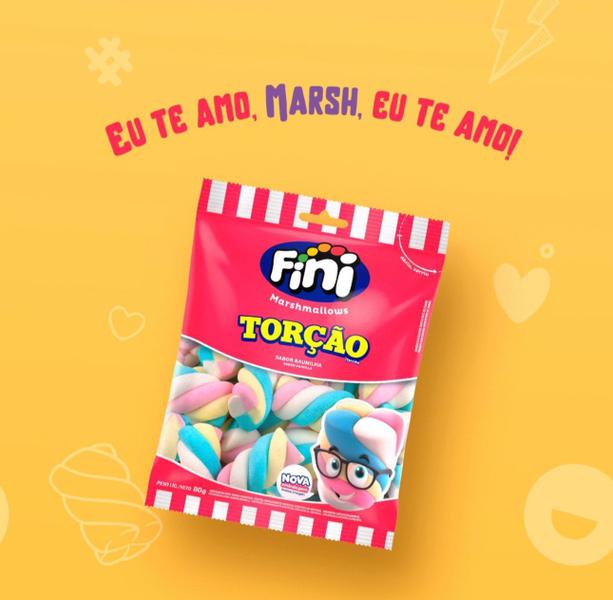 Doce Marshmallow Fini Torção 250g Unidade - CRGFESTAS Imagem de Doce Marshmallow Fini Torção 250g Unidade