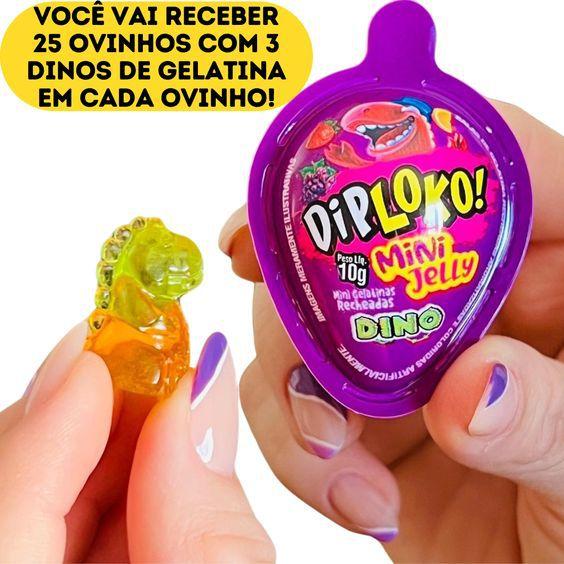 Doce Mini Gelatina Sabores Especiais de Frutas 25 Dinossauros - Danilla foods Imagem de Doce Mini Gelatina Sabores Especiais de Frutas 25 Dinossauros