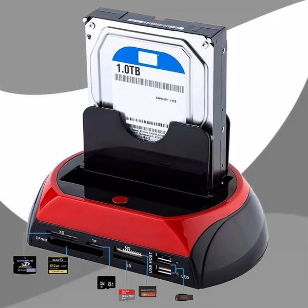 Imagem de Dock Station Case Para 2 Hd Sata Ide Usb E-sata Com Leitor de Cartão Universal