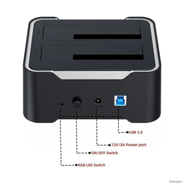 Imagem de Dock Station SATA 2.5 e 3.5 com 2 Entradas RGB USB 3.0 - Função Clone Offline