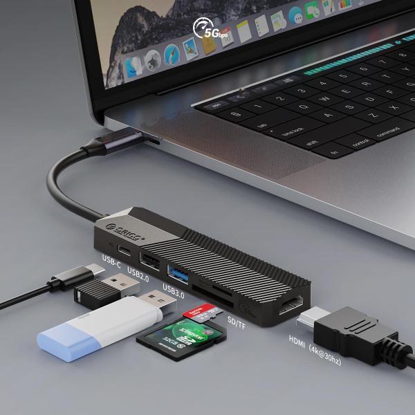 Imagem de Dock Station Usb-C Hdmi + Tf - 6 Em 1 - Orico - Preto