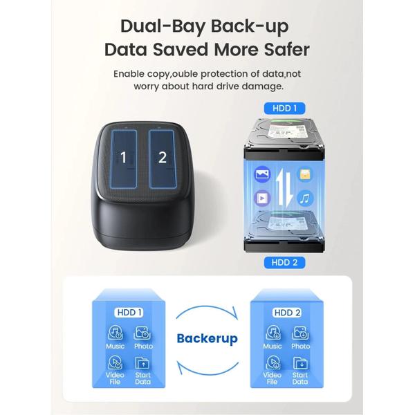 Imagem de Docking Station Dual Bay USB 3.0 Type-C - para HDD e SSD de 2,5" - com Adaptador 12V 3A