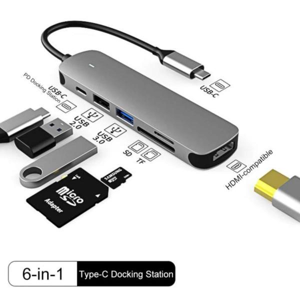 Imagem de Dockstation Usbc 6 Em 1 Hdmi 4k+Sd/tf Leitor, Usb3.0 Macbook