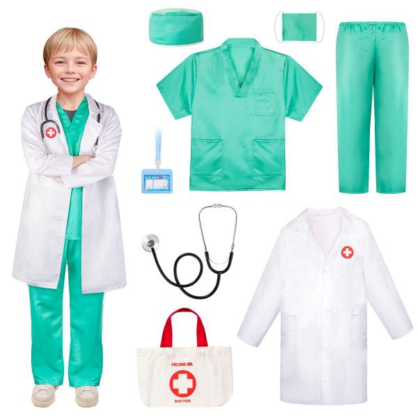 Imagem de Doctor Costume Meland para crianças com jaleco e bolsa de transporte 3-4Y