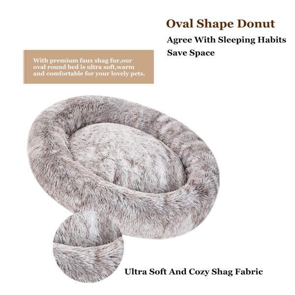 Imagem de Dog Bed coohom Oval Calming Donut Cuddler Shag Faux Fur