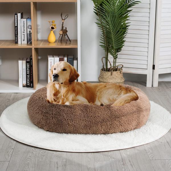 Imagem de Dog Bed coohom Oval Calming Donut Cuddler Shag Faux Fur