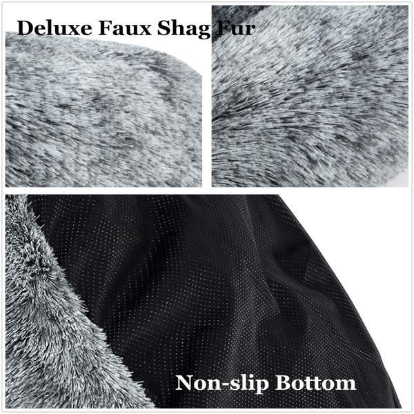 Imagem de Dog Bed coohom Oval Calming Donut Cuddler Shag Faux Fur