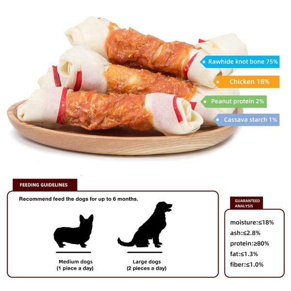 Imagem de Dog Chews Jungle Calling Chicken Wrap Knotted Bones de 6,5 polegadas