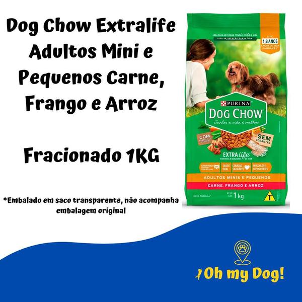 Imagem de Dog chow extralife adultos mini e pequenos carne, frango e arroz granel 1kg