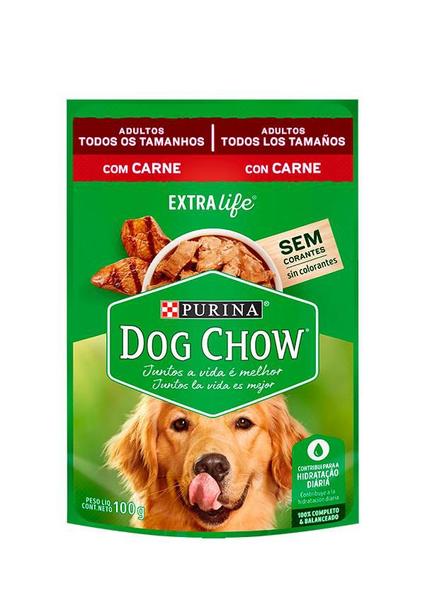 Dog chow sachê adultos todos os tamanhos carne 100g Imagem de Dog chow sachê adultos todos os tamanhos carne 100g
