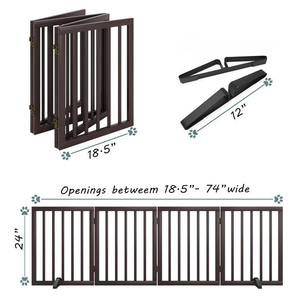 Imagem de Dog Gate Mino Kesper, dobrável de madeira, 4 painéis, 60-150 cm de largura