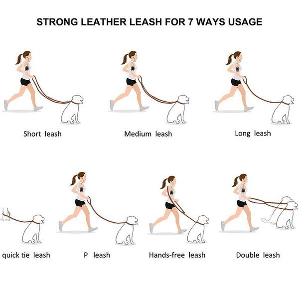 Dog Leash Wokex, couro genuíno, treinamento sem usar as mãos Imagem de Dog Leash Wokex, couro genuíno, treinamento sem usar as mãos