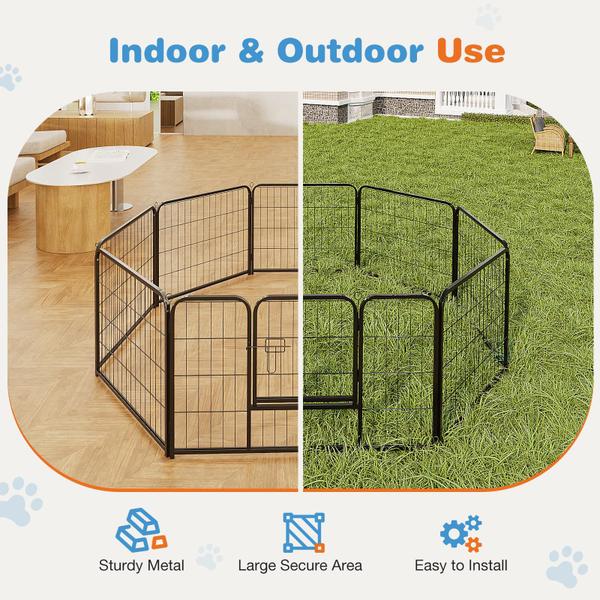 Imagem de Dog Playpen Sweetcrispy para interior/exterior 8 painéis de 40 cm de altura