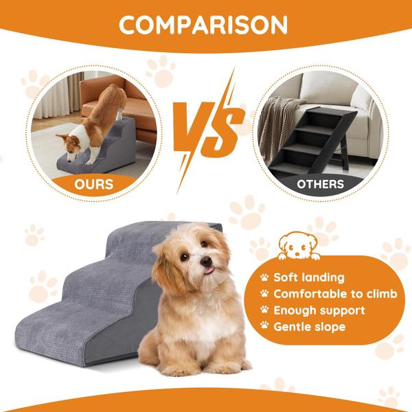 Imagem de Dog Steps Ahpmeoa 4-Step para cama, sofá, sofá e cadeiras cinza