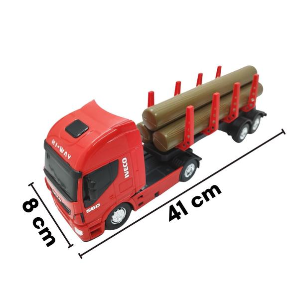 Imagem de Dois Brinquedos Menino - 1 Caminhão Com Madeira + 1 Caminhão Expresso Com Acessórios