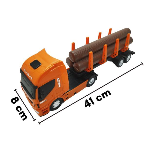Imagem de Dois Brinquedos Menino - 1 Caminhão Com Madeira + 1 Caminhão Expresso Com Acessórios