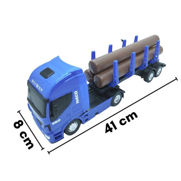 Imagem de Dois Brinquedos Menino - 1 Caminhão Com Madeira + 1 Caminhão Expresso Com Acessórios