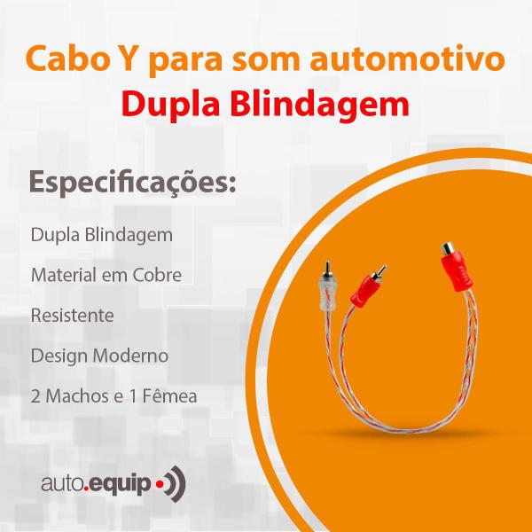 Imagem de Dois Cabo Y Rca Automotivo Banhado Ouro Tech One 2 Machos 1 Fêmea Blindado Vermelho e Transparente