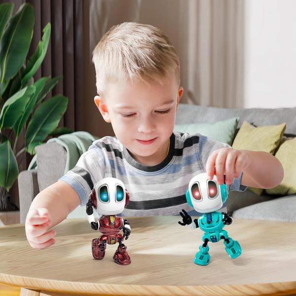 Imagem de Dois gêmeos recarregáveis que falam de robôs brinquedos para crianças - Robô de Metal com Olhos de Led sensíveis ao som e toque, brinquedos educativos interativos para 3 4 5 meninos de 7 anos, aniversário de meninas