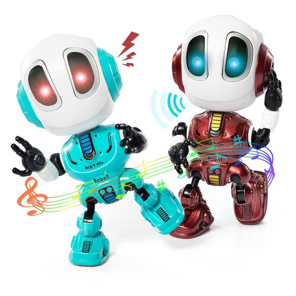 Imagem de Dois gêmeos recarregáveis que falam de robôs brinquedos para crianças - Robô de Metal com Olhos de Led sensíveis ao som e toque, brinquedos educativos interativos para 3 4 5 meninos de 7 anos, aniversário de meninas