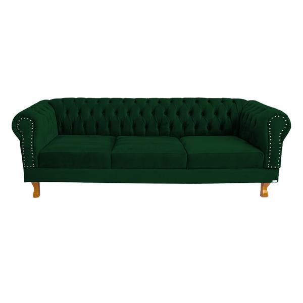 Imagem de Dois Sofás Chesterfield Duque 3 lugares 1,80 - Suede Verde Musgo / sala de estar, recepção, barbearia