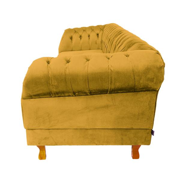 Imagem de Dois Sofás Chesterfield Duque 3 lugares 2M - Suede Amarelo / sala de estar, recepção, barbearia