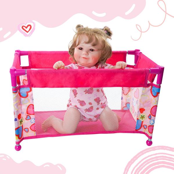 Imagem de Doll Crib JIZHI Reborn Baby Doll Bed dobrável com bolsa de armazenamento