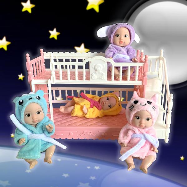 Imagem de Doll Playset AMETUS Mini Baby Dolls com beliche para meninas