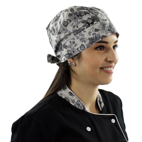 Imagem de Dólmã Bandana e Avental Chef de Cozinha Flores Feminino