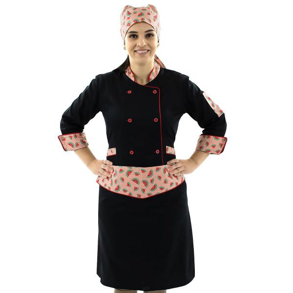 Imagem de Dólmã Bandana e Avental Chef de Cozinha Melancia Feminino