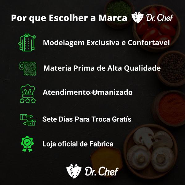 Dólmã Chef Cozinha Bolinhos Branco Unissex - Dr Chef - DR.CHEF Imagem de Dólmã Chef Cozinha Bolinhos Branco Unissex - Dr Chef