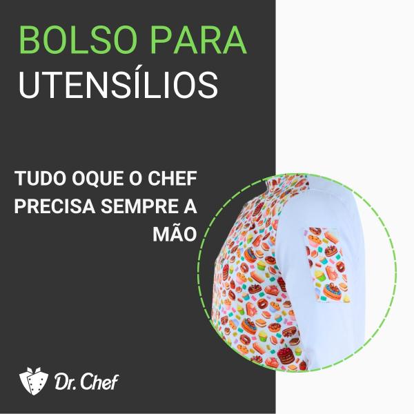 Dólmã Chef Cozinha Bolinhos Branco Unissex - Dr Chef - DR.CHEF Imagem de Dólmã Chef Cozinha Bolinhos Branco Unissex - Dr Chef