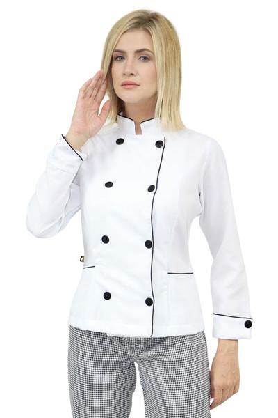 Imagem de Dolmã Chef de Cozinha Feminina - Camisa Feminina Chefe de Cozinha