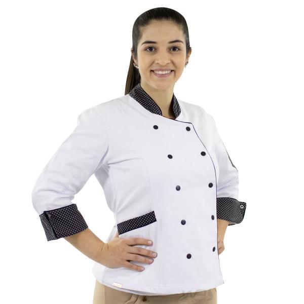 Imagem de Dólmã Chef de Cozinha Feminino Poá