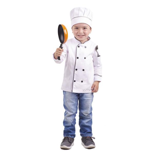 Imagem de Dólmã Chef de Cozinha Infantil Chapéu Mestre Cuca Branco