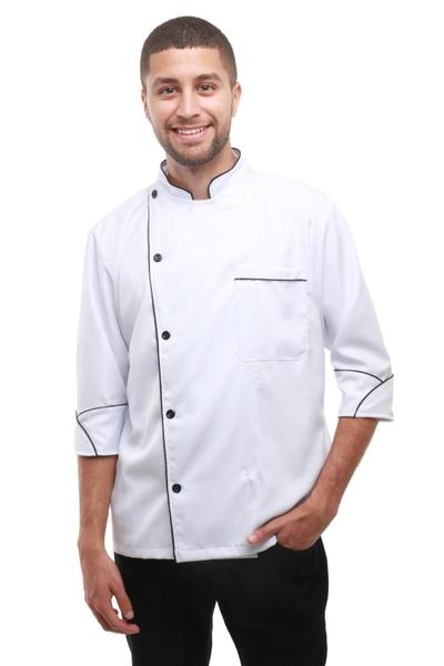 Dolmã Chef De Cozinha Manga 3/4 Brim 100% Algodão Leve - CARMONI Imagem de Dolmã Chef De Cozinha Manga 3/4 Brim 100% Algodão Leve