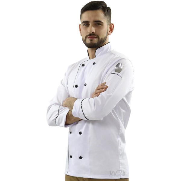 Dólmã Chef de Cozinha Tradicional Sarja 100% algodão - Wp Confecções Imagem de Dólmã Chef de Cozinha Tradicional Sarja 100% algodão