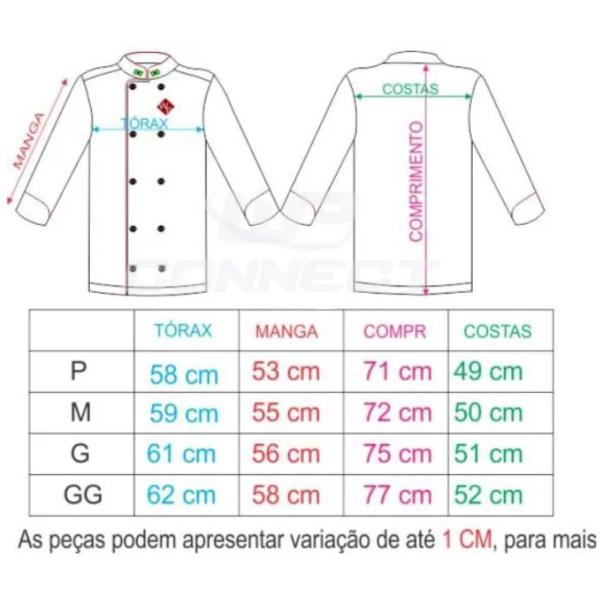 Dólmã Chef de Cozinha Tradicional Sarja 100% algodão - Wp Confecções Imagem de Dólmã Chef de Cozinha Tradicional Sarja 100% algodão