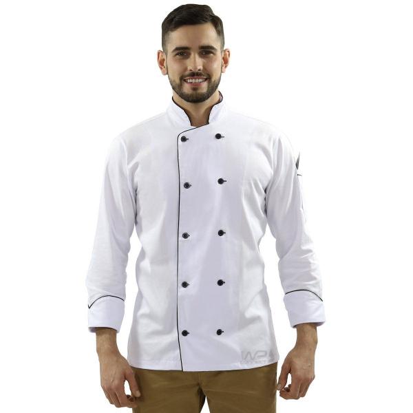 Dólmã Chef de Cozinha Tradicional Sarja 100% algodão - Wp Confecções Imagem de Dólmã Chef de Cozinha Tradicional Sarja 100% algodão